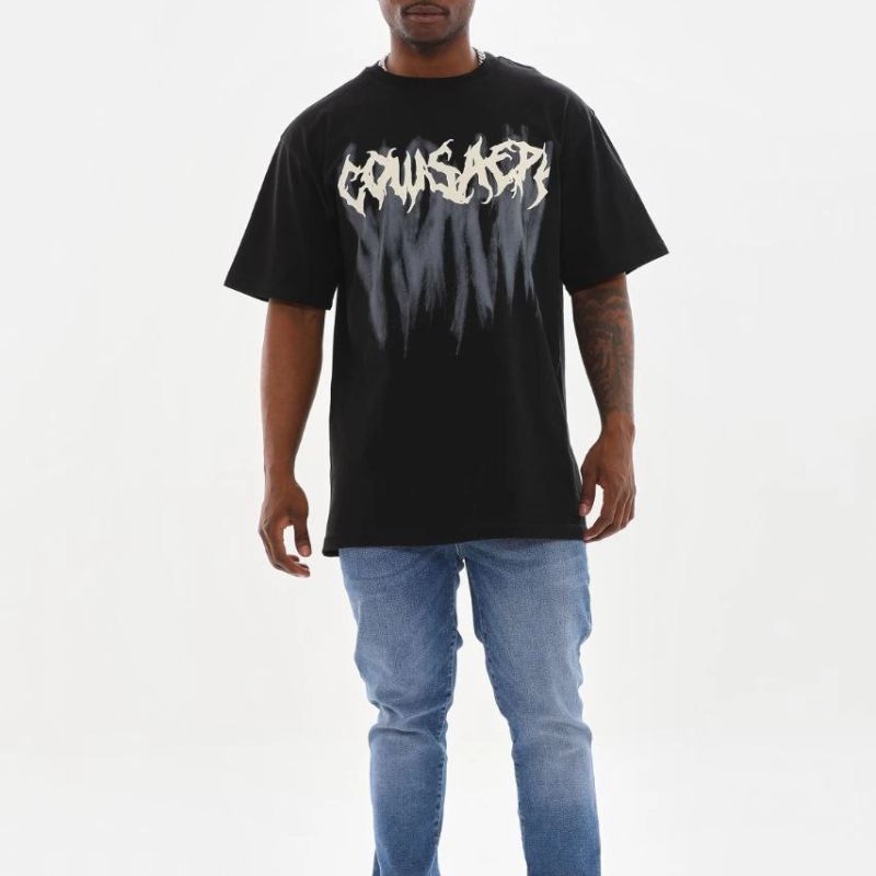 Erkek Baskılı T-Shirt Kısa Kol Bisiklet Yaka Rahat Kalıp Tişört - Siyah Erkek Baskılı T-Shirt Kısa Kol Bisiklet Yaka Rahat Kalıp Tişört - Siyah