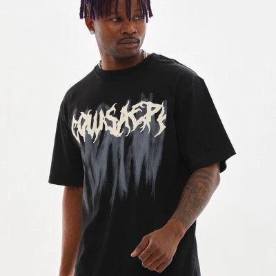 Erkek Baskılı T-Shirt Kısa Kol Bisiklet Yaka Rahat Kalıp Tişört - Siyah Erkek Baskılı T-Shirt Kısa Kol Bisiklet Yaka Rahat Kalıp Tişört - Siyah