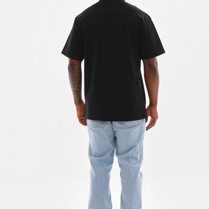 Erkek Baskılı T-Shirt Kısa Kol Bisiklet Yaka Rahat Kalıp Tişört - Siyah Erkek Baskılı T-Shirt Kısa Kol Bisiklet Yaka Rahat Kalıp Tişört - Siyah