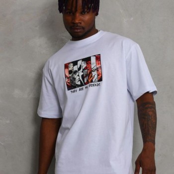 Erkek Baskılı T-Shirt Kısa Kol Bisiklet Yaka Regular Fit Rahat Kalıp Günlük Tişört - Beyaz Erkek Baskılı T-Shirt Kısa Kol Bisiklet Yaka Regular Fit Rahat Kalıp Günlük Tişört - Beyaz