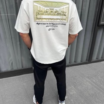 Erkek Baskılı T-Shirt Kısa Kol Bisiklet Yaka Regular Fit Rahat Kalıp Günlük Tişört - Beyaz Erkek Baskılı T-Shirt Kısa Kol Bisiklet Yaka Regular Fit Rahat Kalıp Günlük Tişört - Beyaz