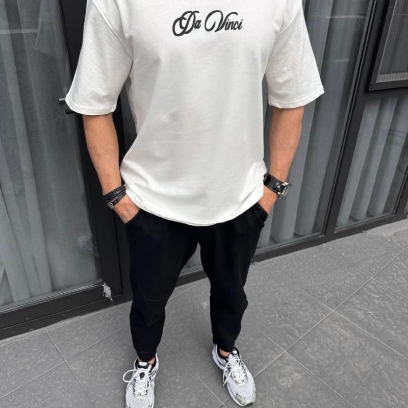 Erkek Baskılı T-Shirt Kısa Kol Bisiklet Yaka Regular Fit Rahat Kalıp Günlük Tişört - Beyaz Erkek Baskılı T-Shirt Kısa Kol Bisiklet Yaka Regular Fit Rahat Kalıp Günlük Tişört - Beyaz