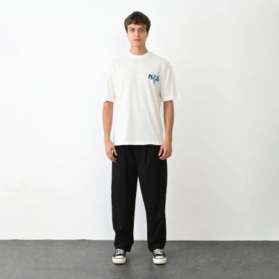 Erkek Baskılı T-Shirt Kısa Kol Bisiklet Yaka Regular Fit Rahat Kalıp Günlük Tişört - Beyaz Erkek Baskılı T-Shirt Kısa Kol Bisiklet Yaka Regular Fit Rahat Kalıp Günlük Tişört - Beyaz