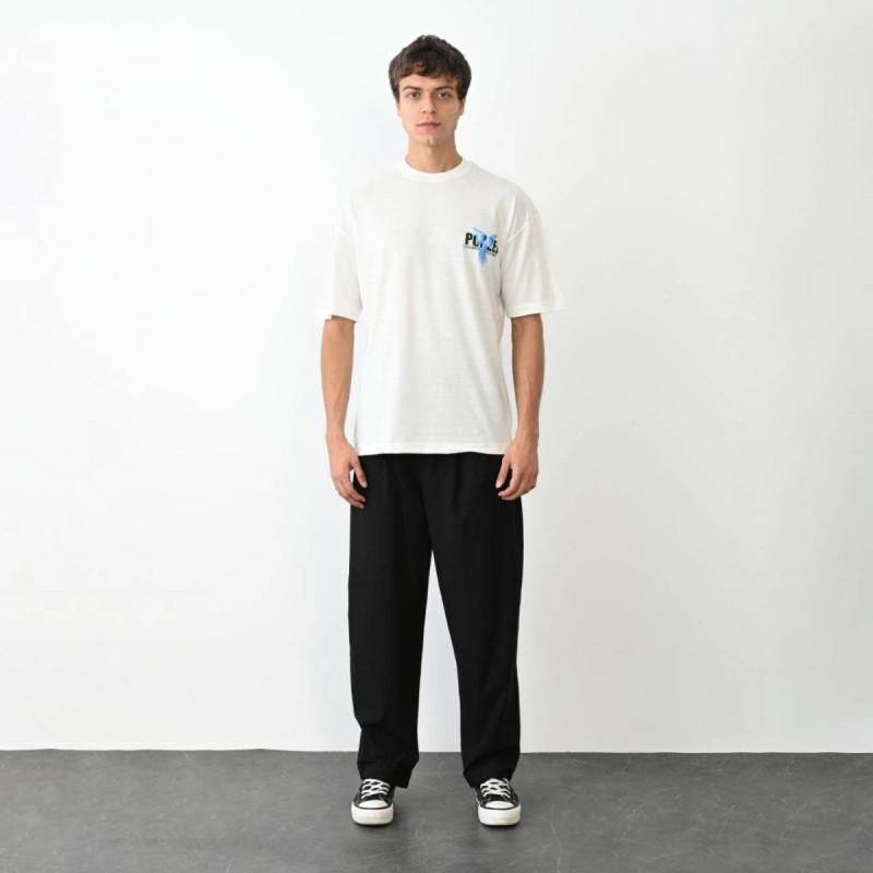 Erkek Baskılı T-Shirt Kısa Kol Bisiklet Yaka Regular Fit Rahat Kalıp Günlük Tişört - Beyaz Erkek Baskılı T-Shirt Kısa Kol Bisiklet Yaka Regular Fit Rahat Kalıp Günlük Tişört - Beyaz