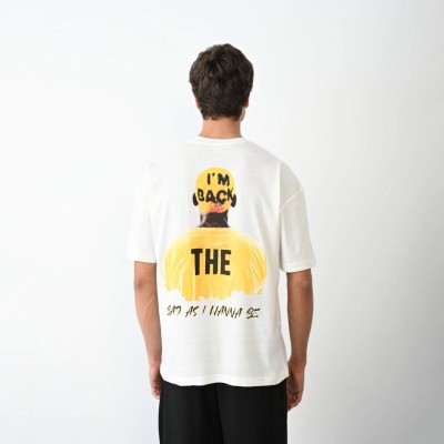 Erkek Baskılı T-Shirt Kısa Kol Bisiklet Yaka Regular Fit Rahat Kalıp Günlük Tişört- Beyaz Erkek Baskılı T-Shirt Kısa Kol Bisiklet Yaka Regular Fit Rahat Kalıp Günlük Tişört- Beyaz