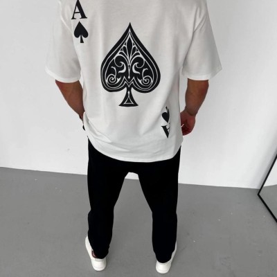 Erkek Baskılı T-Shirt Kısa Kol Bisiklet Yaka Regular Fit Rahat Kalıp Günlük Tişört - Beyaz Erkek Baskılı T-Shirt Kısa Kol Bisiklet Yaka Regular Fit Rahat Kalıp Günlük Tişört - Beyaz