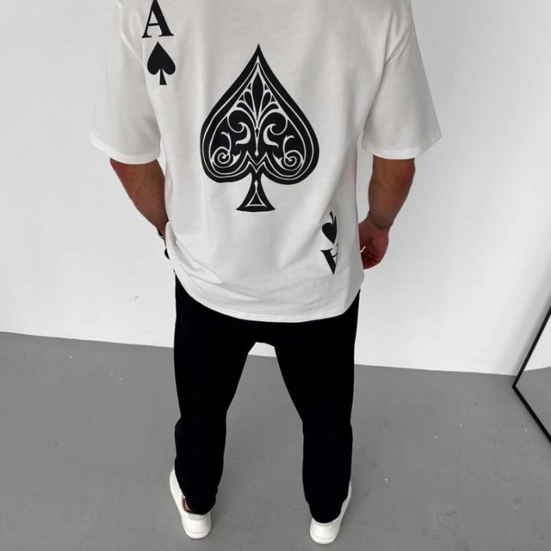 Erkek Baskılı T-Shirt Kısa Kol Bisiklet Yaka Regular Fit Rahat Kalıp Günlük Tişört - Beyaz Erkek Baskılı T-Shirt Kısa Kol Bisiklet Yaka Regular Fit Rahat Kalıp Günlük Tişört - Beyaz