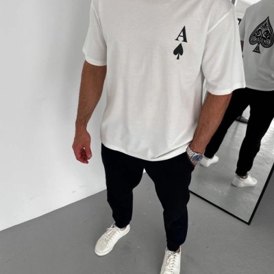 Erkek Baskılı T-Shirt Kısa Kol Bisiklet Yaka Regular Fit Rahat Kalıp Günlük Tişört - Beyaz Erkek Baskılı T-Shirt Kısa Kol Bisiklet Yaka Regular Fit Rahat Kalıp Günlük Tişört - Beyaz