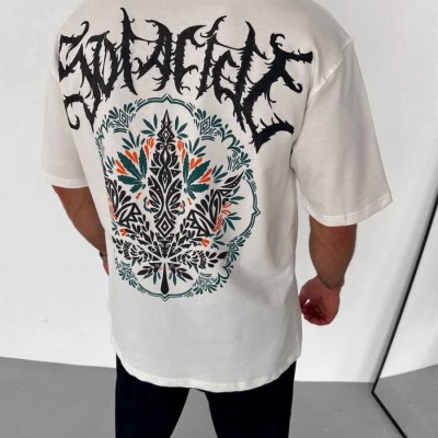 Erkek Baskılı T-Shirt Kısa Kol Bisiklet Yaka Regular Fit Rahat Kalıp Günlük Tişört - Beyaz Erkek Baskılı T-Shirt Kısa Kol Bisiklet Yaka Regular Fit Rahat Kalıp Günlük Tişört - Beyaz