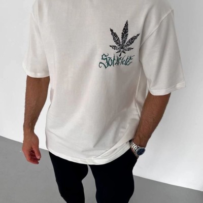 Erkek Baskılı T-Shirt Kısa Kol Bisiklet Yaka Regular Fit Rahat Kalıp Günlük Tişört - Beyaz Erkek Baskılı T-Shirt Kısa Kol Bisiklet Yaka Regular Fit Rahat Kalıp Günlük Tişört - Beyaz
