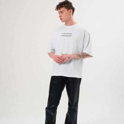 Erkek Baskılı T-Shirt Kısa Kol Bisiklet Yaka Regular Fit Rahat Kalıp Günlük Tişört - Beyaz Erkek Baskılı T-Shirt Kısa Kol Bisiklet Yaka Regular Fit Rahat Kalıp Günlük Tişört - Beyaz