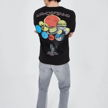 Erkek Baskılı T-Shirt Kısa Kol Bisiklet Yaka Regular Fit Rahat Kalıp Günlük Tişört - Siyah Erkek Baskılı T-Shirt Kısa Kol Bisiklet Yaka Regular Fit Rahat Kalıp Günlük Tişört - Siyah