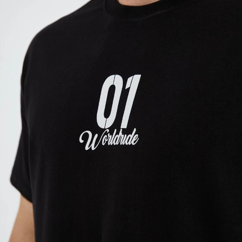 Erkek Baskılı T-Shirt Kısa Kol Bisiklet Yaka Regular Fit Rahat Kalıp Günlük Tişört - Siyah Erkek Baskılı T-Shirt Kısa Kol Bisiklet Yaka Regular Fit Rahat Kalıp Günlük Tişört - Siyah