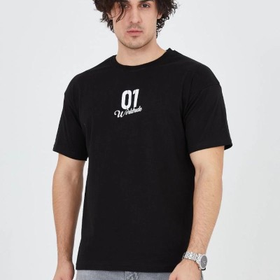 Erkek Baskılı T-Shirt Kısa Kol Bisiklet Yaka Regular Fit Rahat Kalıp Günlük Tişört - Siyah Erkek Baskılı T-Shirt Kısa Kol Bisiklet Yaka Regular Fit Rahat Kalıp Günlük Tişört - Siyah
