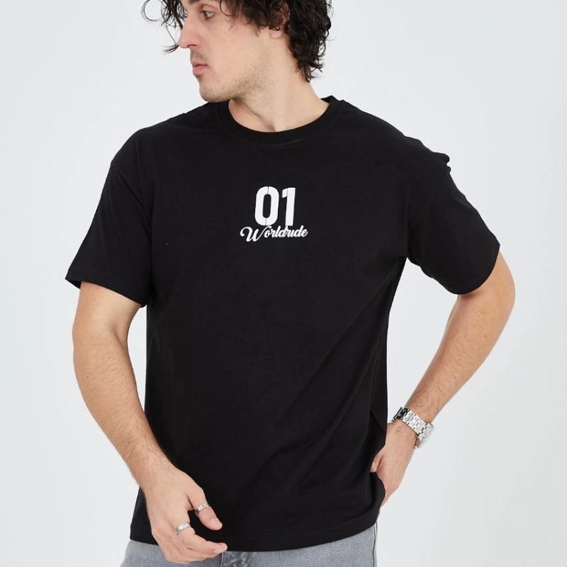 Erkek Baskılı T-Shirt Kısa Kol Bisiklet Yaka Regular Fit Rahat Kalıp Günlük Tişört - Siyah Erkek Baskılı T-Shirt Kısa Kol Bisiklet Yaka Regular Fit Rahat Kalıp Günlük Tişört - Siyah