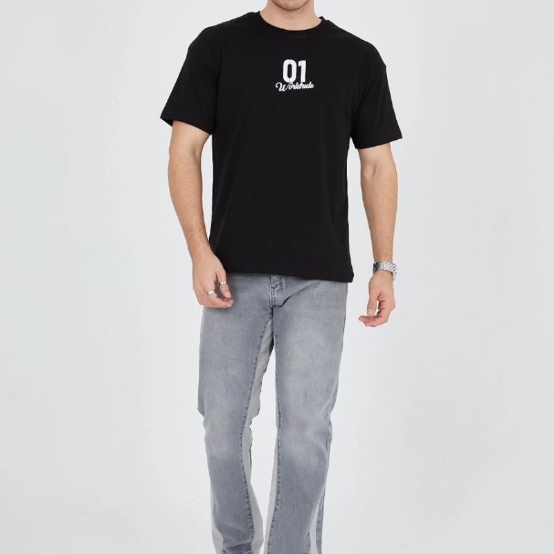 Erkek Baskılı T-Shirt Kısa Kol Bisiklet Yaka Regular Fit Rahat Kalıp Günlük Tişört - Siyah Erkek Baskılı T-Shirt Kısa Kol Bisiklet Yaka Regular Fit Rahat Kalıp Günlük Tişört - Siyah