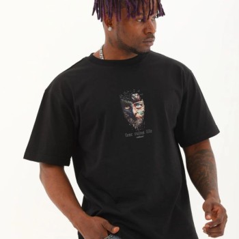 Erkek Baskılı T-Shirt Kısa Kol Bisiklet Yaka Regular Fit Rahat Kalıp Günlük Tişört - Siyah Erkek Baskılı T-Shirt Kısa Kol Bisiklet Yaka Regular Fit Rahat Kalıp Günlük Tişört - Siyah