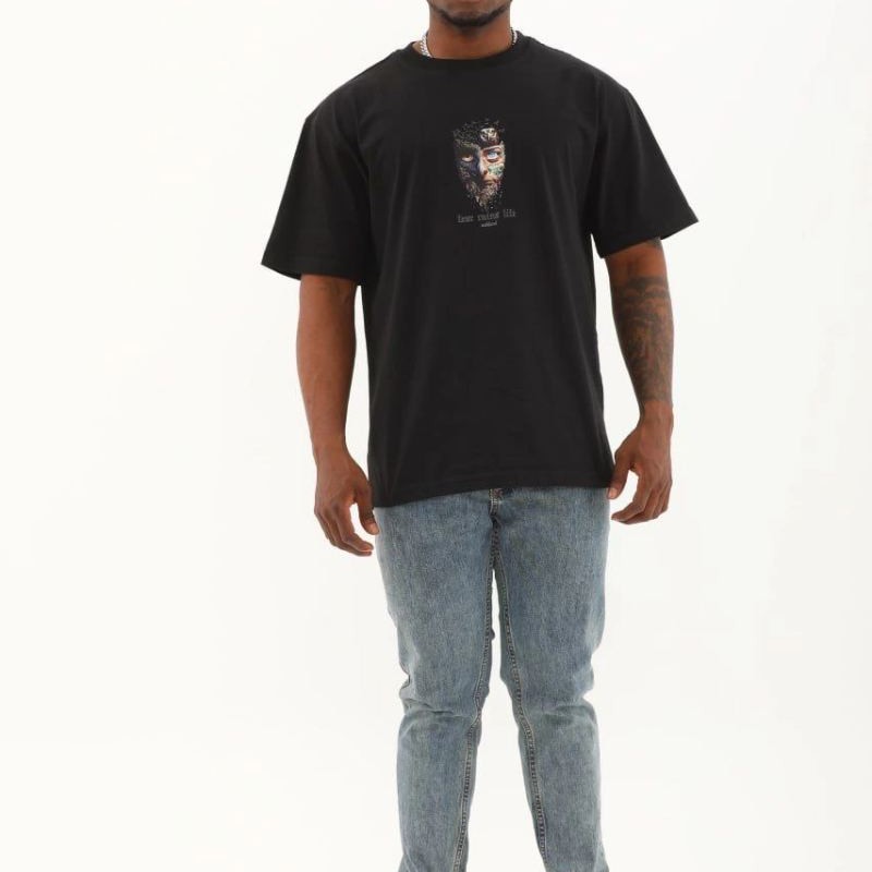 Erkek Baskılı T-Shirt Kısa Kol Bisiklet Yaka Regular Fit Rahat Kalıp Günlük Tişört - Siyah Erkek Baskılı T-Shirt Kısa Kol Bisiklet Yaka Regular Fit Rahat Kalıp Günlük Tişört - Siyah