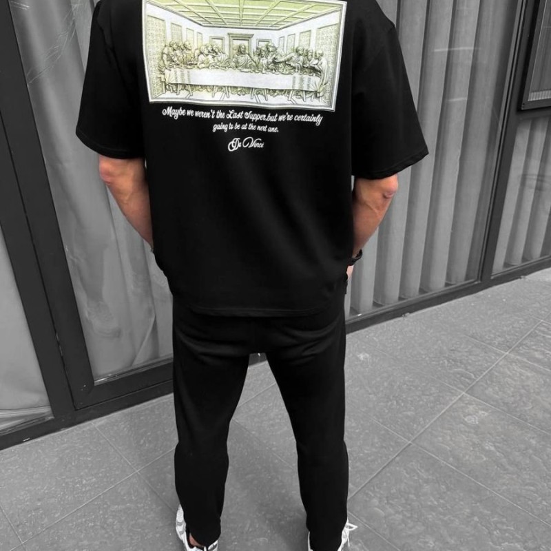 Erkek Baskılı T-Shirt Kısa Kol Bisiklet Yaka Regular Fit Rahat Kalıp Günlük Tişört - Siyah Erkek Baskılı T-Shirt Kısa Kol Bisiklet Yaka Regular Fit Rahat Kalıp Günlük Tişört - Siyah