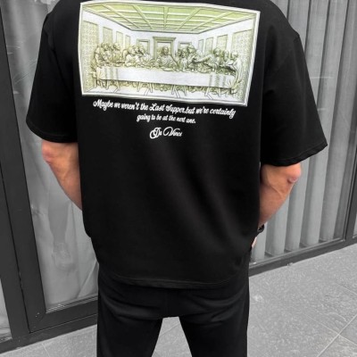 Erkek Baskılı T-Shirt Kısa Kol Bisiklet Yaka Regular Fit Rahat Kalıp Günlük Tişört - Siyah Erkek Baskılı T-Shirt Kısa Kol Bisiklet Yaka Regular Fit Rahat Kalıp Günlük Tişört - Siyah