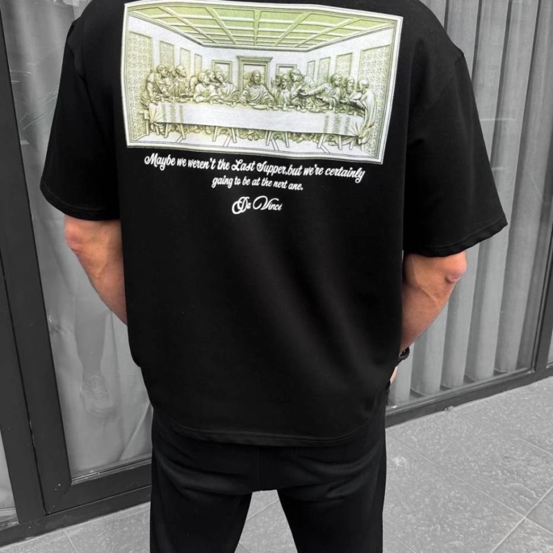 Erkek Baskılı T-Shirt Kısa Kol Bisiklet Yaka Regular Fit Rahat Kalıp Günlük Tişört - Siyah Erkek Baskılı T-Shirt Kısa Kol Bisiklet Yaka Regular Fit Rahat Kalıp Günlük Tişört - Siyah
