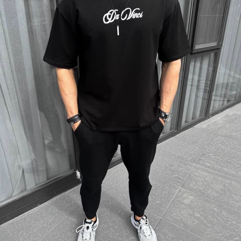 Erkek Baskılı T-Shirt Kısa Kol Bisiklet Yaka Regular Fit Rahat Kalıp Günlük Tişört - Siyah Erkek Baskılı T-Shirt Kısa Kol Bisiklet Yaka Regular Fit Rahat Kalıp Günlük Tişört - Siyah