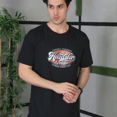 Erkek Baskılı T-Shirt Kısa Kol Bisiklet Yaka Regular Fit Rahat Kalıp Günlük Tişört - Siyah Erkek Baskılı T-Shirt Kısa Kol Bisiklet Yaka Regular Fit Rahat Kalıp Günlük Tişört - Siyah