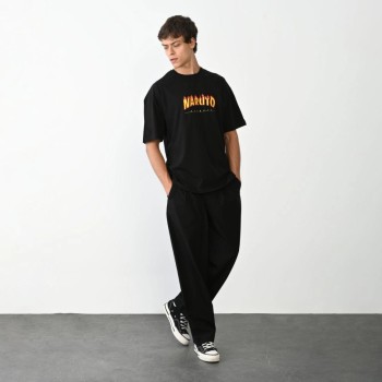 Erkek Baskılı T-Shirt Kısa Kol Bisiklet Yaka Regular Fit Rahat Kalıp Günlük Tişört - Siyah Erkek Baskılı T-Shirt Kısa Kol Bisiklet Yaka Regular Fit Rahat Kalıp Günlük Tişört - Siyah