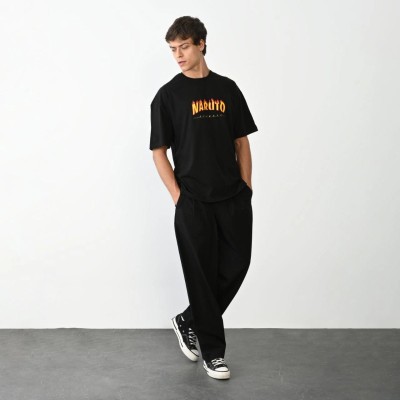 Erkek Baskılı T-Shirt Kısa Kol Bisiklet Yaka Regular Fit Rahat Kalıp Günlük Tişört - Siyah Erkek Baskılı T-Shirt Kısa Kol Bisiklet Yaka Regular Fit Rahat Kalıp Günlük Tişört - Siyah