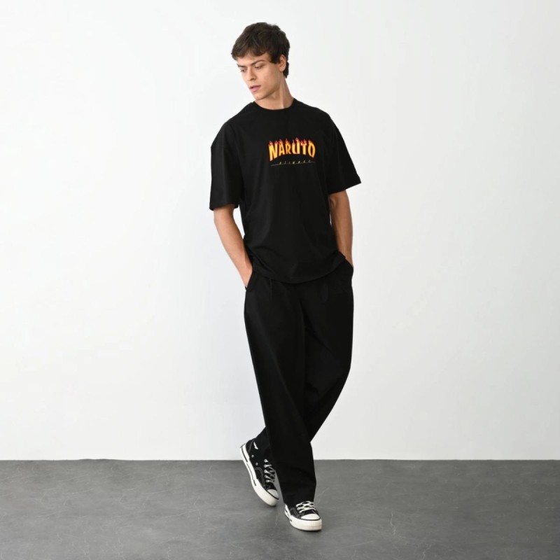 Erkek Baskılı T-Shirt Kısa Kol Bisiklet Yaka Regular Fit Rahat Kalıp Günlük Tişört - Siyah Erkek Baskılı T-Shirt Kısa Kol Bisiklet Yaka Regular Fit Rahat Kalıp Günlük Tişört - Siyah