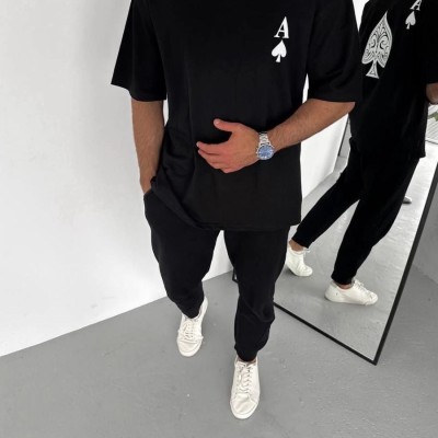 Erkek Baskılı T-Shirt Kısa Kol Bisiklet Yaka Regular Fit Rahat Kalıp Günlük Tişört - Siyah Erkek Baskılı T-Shirt Kısa Kol Bisiklet Yaka Regular Fit Rahat Kalıp Günlük Tişört - Siyah