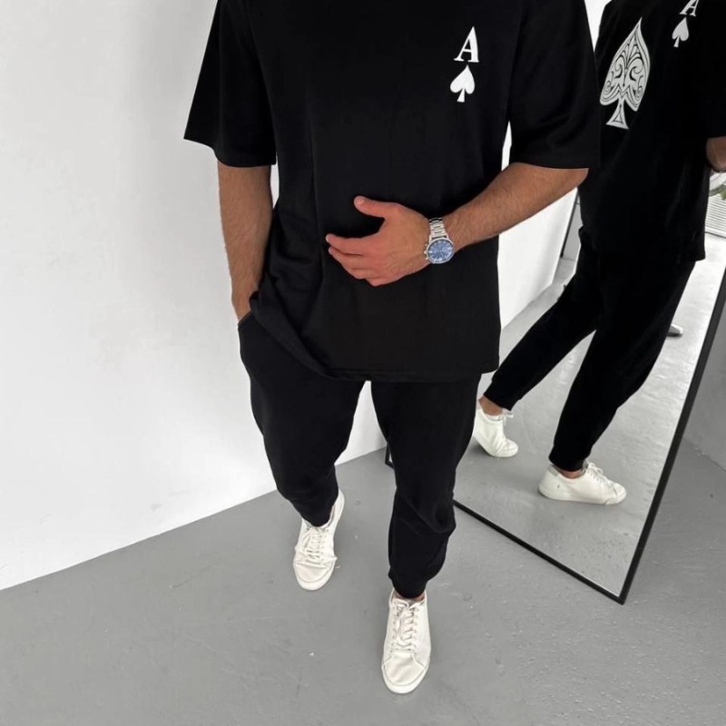 Erkek Baskılı T-Shirt Kısa Kol Bisiklet Yaka Regular Fit Rahat Kalıp Günlük Tişört - Siyah Erkek Baskılı T-Shirt Kısa Kol Bisiklet Yaka Regular Fit Rahat Kalıp Günlük Tişört - Siyah