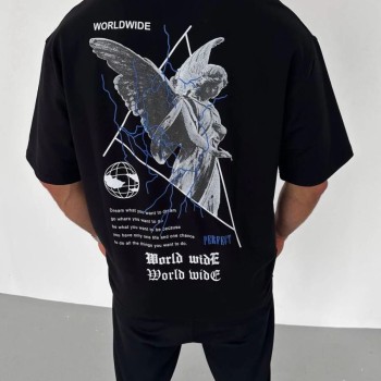 Erkek Baskılı T-Shirt Kısa Kol Bisiklet Yaka Regular Fit Rahat Kalıp Günlük Tişört - Siyah Erkek Baskılı T-Shirt Kısa Kol Bisiklet Yaka Regular Fit Rahat Kalıp Günlük Tişört - Siyah