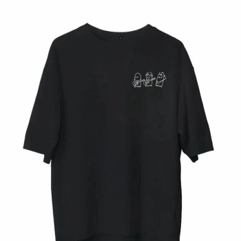 Erkek Baskılı T-Shirt Kısa Kol Bisiklet Yaka Regular Fit Rahat Kalıp Günlük Tişört - Siyah