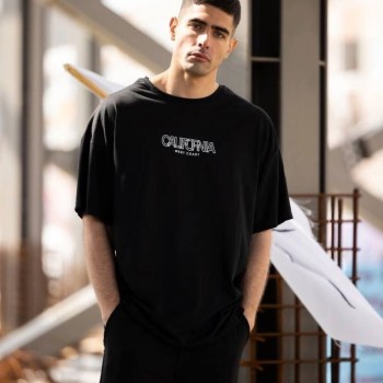 Erkek Baskılı T-Shirt Kısa Kol Bisiklet Yaka Regular Fit Rahat Kalıp Günlük Tişört - Siyah Erkek Baskılı T-Shirt Kısa Kol Bisiklet Yaka Regular Fit Rahat Kalıp Günlük Tişört - Siyah