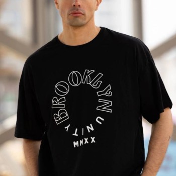 Erkek Baskılı T-Shirt Kısa Kol Bisiklet Yaka Regular Fit Rahat Kalıp Günlük Tişört - Siyah Erkek Baskılı T-Shirt Kısa Kol Bisiklet Yaka Regular Fit Rahat Kalıp Günlük Tişört - Siyah