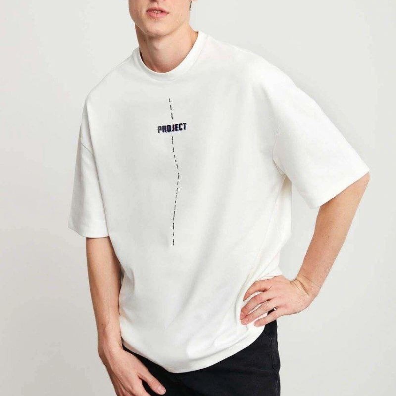 Erkek Baskılı T-Shirt Kısa Kol Bisiklet Yaka Regular Fit Rahat Kalıp Tişört - Beyaz Erkek Baskılı T-Shirt Kısa Kol Bisiklet Yaka Regular Fit Rahat Kalıp Tişört - Beyaz