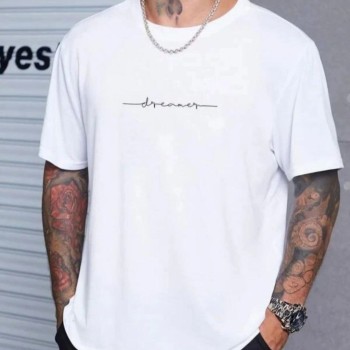 Erkek Baskılı T-Shirt Kısa Kol Bisiklet Yaka Regular Fit Rahat Kalıp Tişört - Beyaz Erkek Baskılı T-Shirt Kısa Kol Bisiklet Yaka Regular Fit Rahat Kalıp Tişört - Beyaz