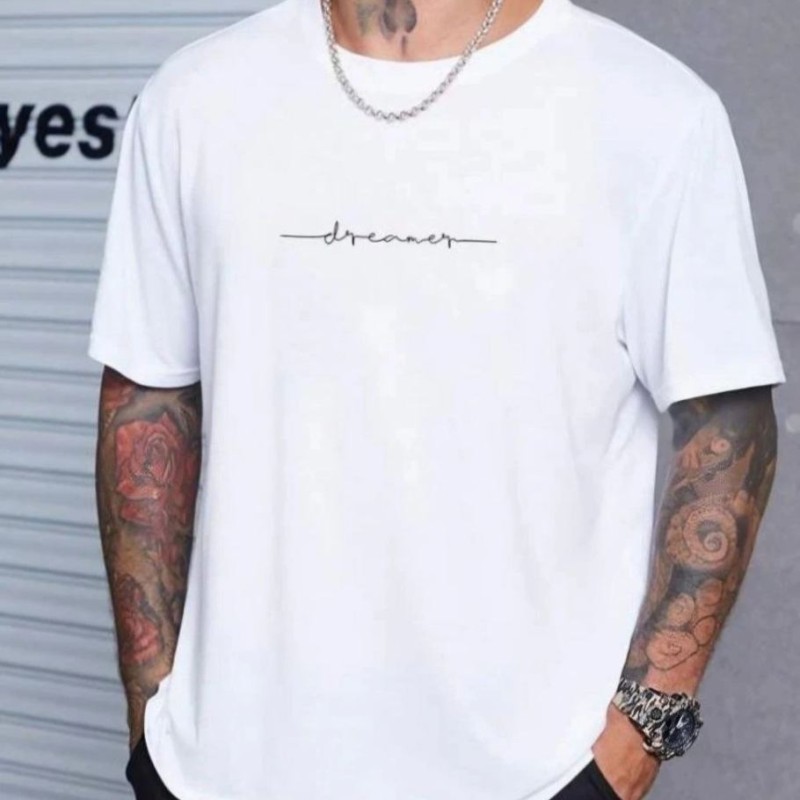 Erkek Baskılı T-Shirt Kısa Kol Bisiklet Yaka Regular Fit Rahat Kalıp Tişört - Beyaz Erkek Baskılı T-Shirt Kısa Kol Bisiklet Yaka Regular Fit Rahat Kalıp Tişört - Beyaz