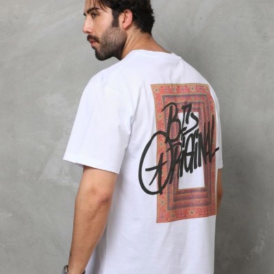 Erkek Baskılı T-Shirt Kısa Kol Bisiklet Yaka Regular Fit Rahat Kalıp Tişört - Beyaz Erkek Baskılı T-Shirt Kısa Kol Bisiklet Yaka Regular Fit Rahat Kalıp Tişört - Beyaz
