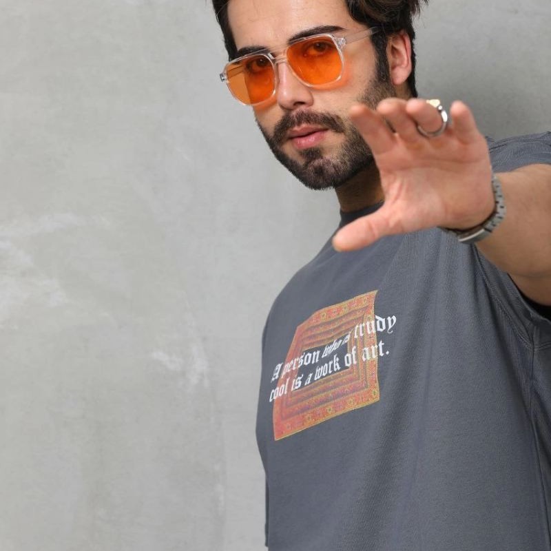 Erkek Baskılı T-Shirt Kısa Kol Bisiklet Yaka Regular Fit Rahat Kalıp Tişört - Füme Erkek Baskılı T-Shirt Kısa Kol Bisiklet Yaka Regular Fit Rahat Kalıp Tişört - Füme