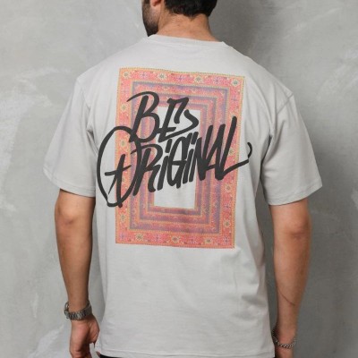 Erkek Baskılı T-Shirt Kısa Kol Bisiklet Yaka Regular Fit Rahat Kalıp Tişört - Gri Erkek Baskılı T-Shirt Kısa Kol Bisiklet Yaka Regular Fit Rahat Kalıp Tişört - Gri
