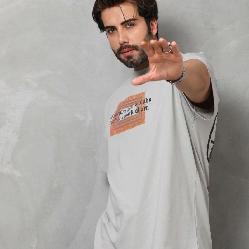 Erkek Baskılı T-Shirt Kısa Kol Bisiklet Yaka Regular Fit Rahat Kalıp Tişört - Gri Erkek Baskılı T-Shirt Kısa Kol Bisiklet Yaka Regular Fit Rahat Kalıp Tişört - Gri