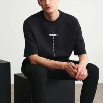 Erkek Baskılı T-Shirt Kısa Kol Bisiklet Yaka Regular Fit Rahat Kalıp Tişört - Siyah Erkek Baskılı T-Shirt Kısa Kol Bisiklet Yaka Regular Fit Rahat Kalıp Tişört - Siyah