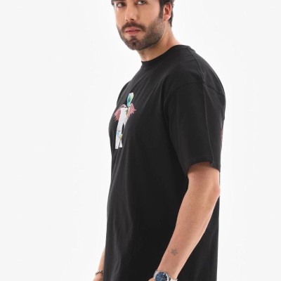Erkek Baskılı T-Shirt Kısa Kol Bisiklet Yaka Regular Fit Rahat Kalıp Tişört - Siyah Erkek Baskılı T-Shirt Kısa Kol Bisiklet Yaka Regular Fit Rahat Kalıp Tişört - Siyah