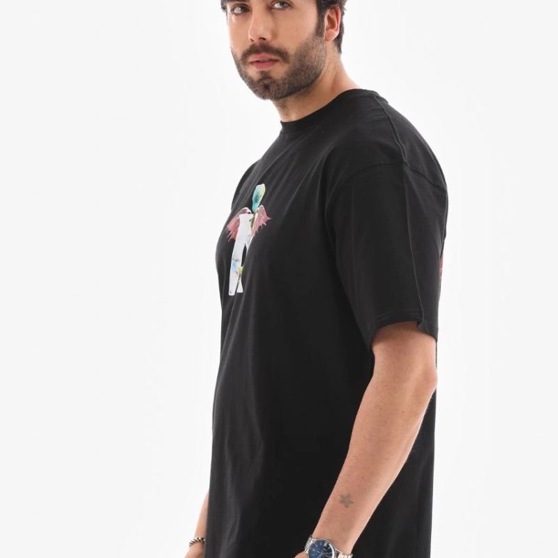 Erkek Baskılı T-Shirt Kısa Kol Bisiklet Yaka Regular Fit Rahat Kalıp Tişört - Siyah Erkek Baskılı T-Shirt Kısa Kol Bisiklet Yaka Regular Fit Rahat Kalıp Tişört - Siyah