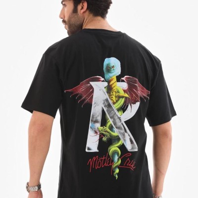 Erkek Baskılı T-Shirt Kısa Kol Bisiklet Yaka Regular Fit Rahat Kalıp Tişört - Siyah Erkek Baskılı T-Shirt Kısa Kol Bisiklet Yaka Regular Fit Rahat Kalıp Tişört - Siyah