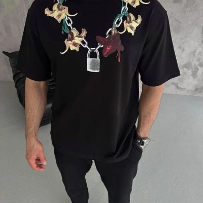 Erkek Baskılı T-Shirt Kısa Kol Bisiklet Yaka Regular Fit Rahat Tişört - Siyah Erkek Baskılı T-Shirt Kısa Kol Bisiklet Yaka Regular Fit Rahat Tişört - Siyah