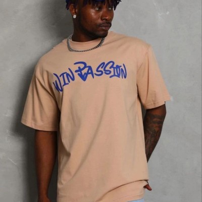Erkek Baskılı T-Shirt Kısa Kol Bisiklet Yaka Regular Fit Tişört - Bej Erkek Baskılı T-Shirt Kısa Kol Bisiklet Yaka Regular Fit Tişört - Bej