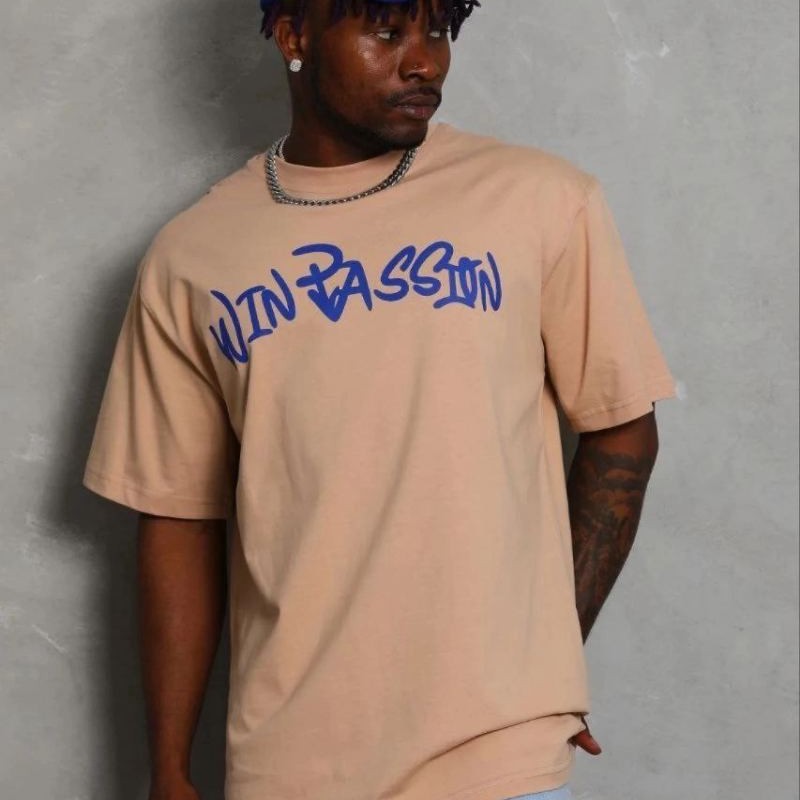 Erkek Baskılı T-Shirt Kısa Kol Bisiklet Yaka Regular Fit Tişört - Bej Erkek Baskılı T-Shirt Kısa Kol Bisiklet Yaka Regular Fit Tişört - Bej